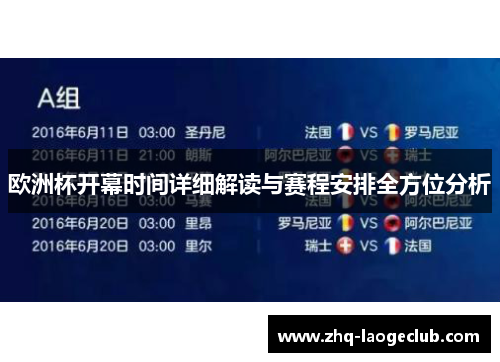 欧洲杯开幕时间详细解读与赛程安排全方位分析