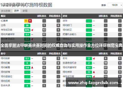 全面掌握法甲联赛决赛时间的权威查询与实用操作全方位详尽指南宝典
